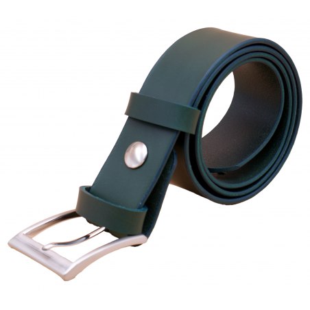 Ceinture artisanale en cuir Vert olive 4 cm boucle 3