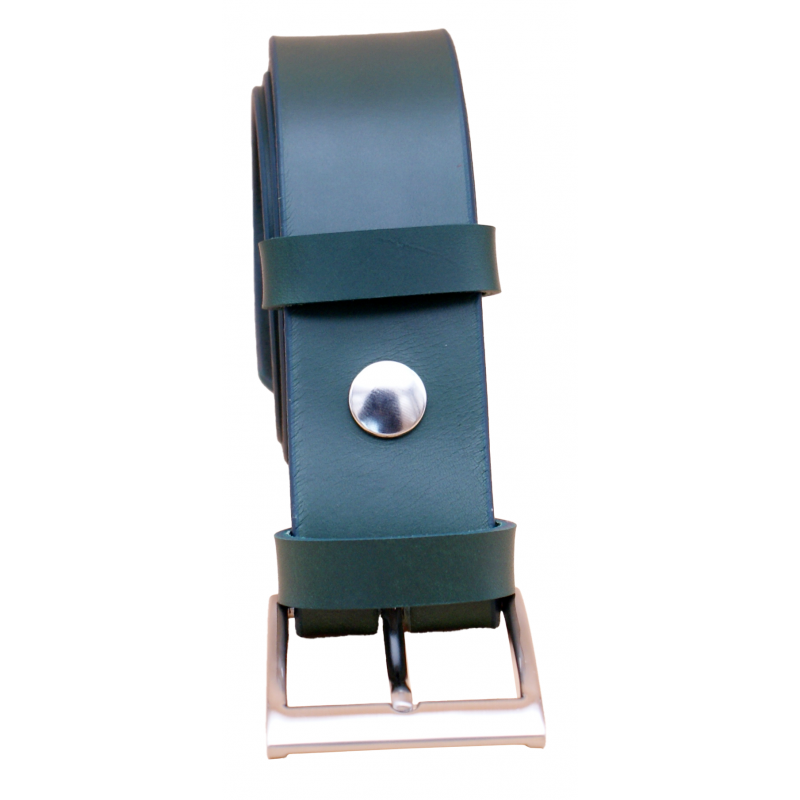 Ceinture artisanale en cuir Vert olive 4 cm...