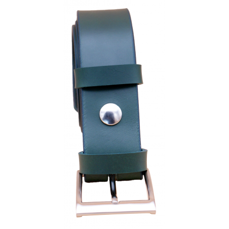 Ceinture artisanale en cuir Vert olive 4 cm boucle 3