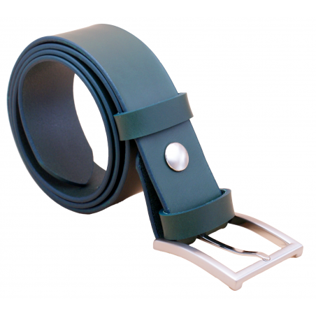 Ceinture artisanale en cuir Vert olive 4 cm boucle 4