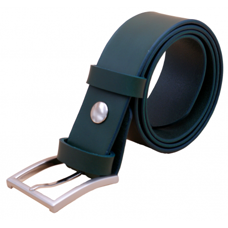 Ceinture artisanale en cuir Vert olive 4 cm boucle 4