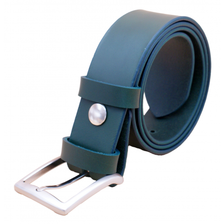 Ceinture artisanale en cuir Vert olive 4 cm boucle 13