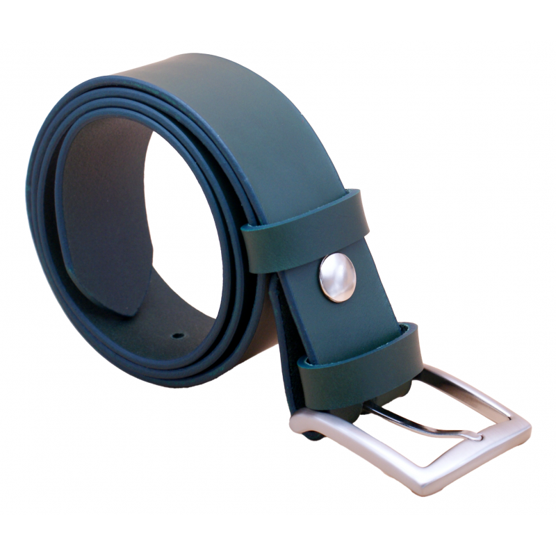 Ceinture artisanale en cuir Vert olive 4 cm...