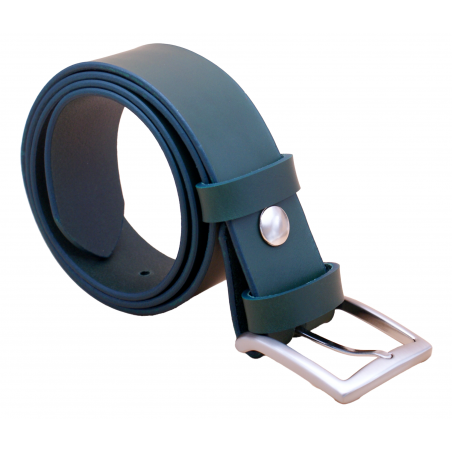 Ceinture artisanale en cuir Vert olive 4 cm boucle 13