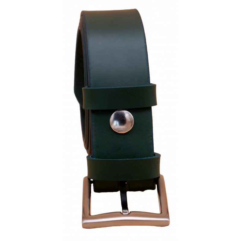 Ceinture artisanale en cuir Vert olive 4 cm...