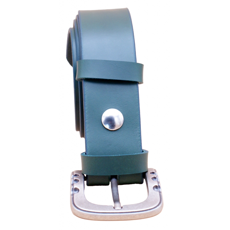 Ceinture artisanale en cuir Vert olive 4 cm...