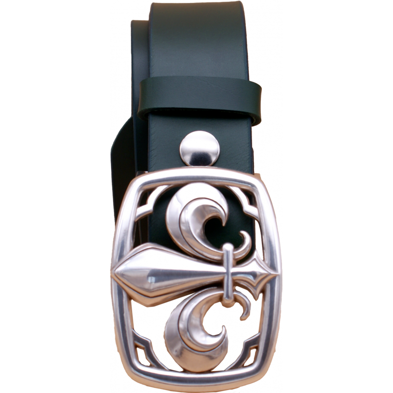 Ceinture artisanale en cuir Vert olive 4 cm...