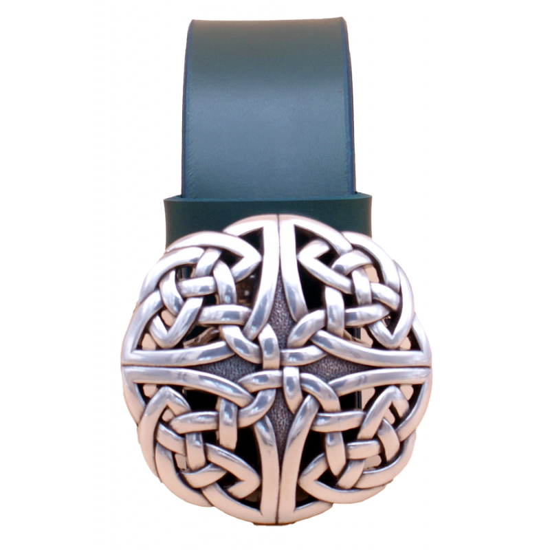 Ceinture artisanale en cuir Vert olive 4 cm...