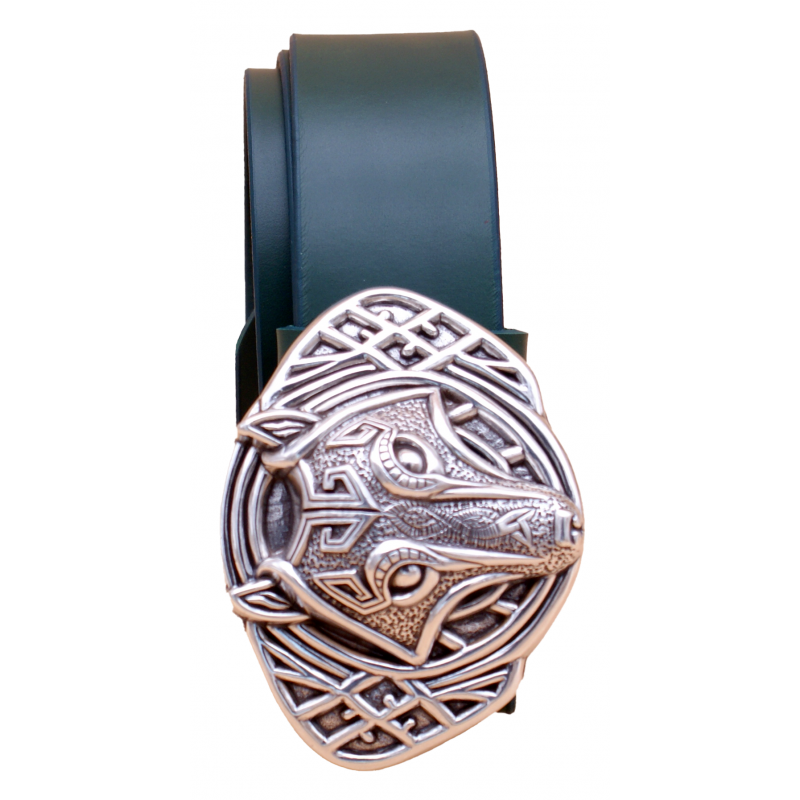 Ceinture artisanale en cuir Vert olive 4 cm...