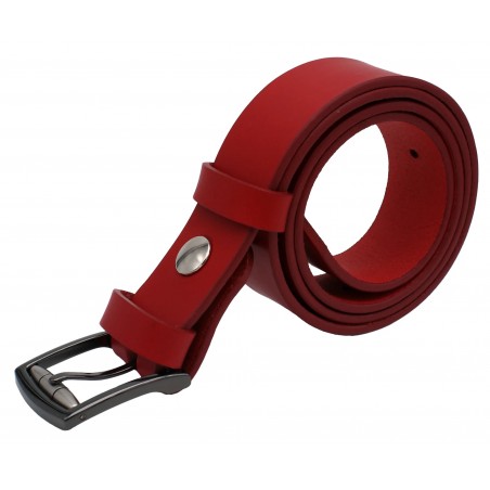 Ceinture en cuir Rouge 3,5 cm boucle 12