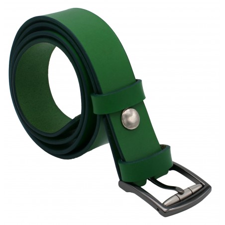 Ceinture en cuir Vert Forêt 3,5 cm boucle 12