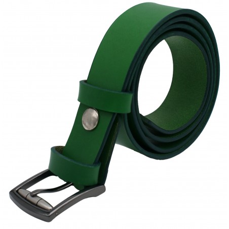 Ceinture en cuir Vert Forêt 3,5 cm boucle 12