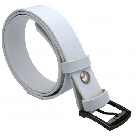 Ceinture artisanale en cuir blanc de 3,5 cm boucle 12