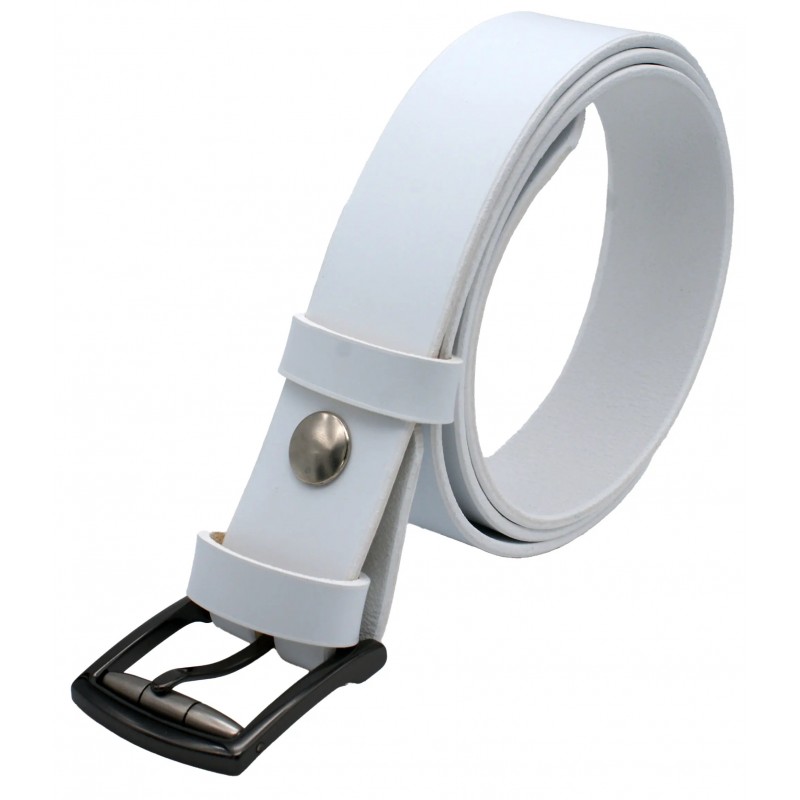 Ceinture artisanale en cuir blanc de 3,5 cm...