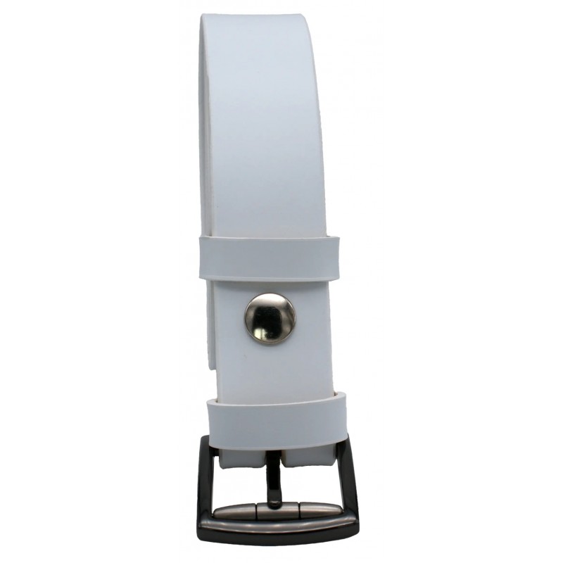 Ceinture artisanale en cuir blanc de 3,5 cm...