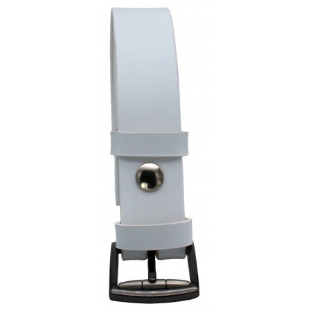 Ceinture artisanale en cuir blanc de 3,5 cm boucle 12