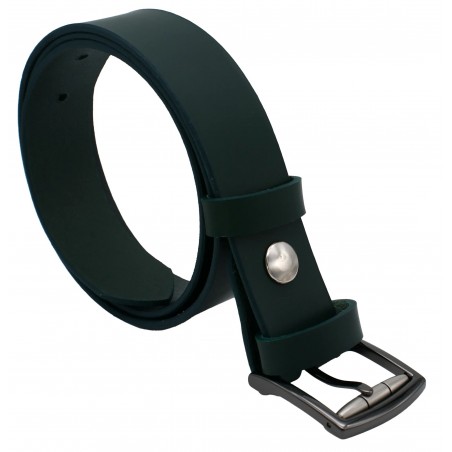 Ceinture artisanale en cuir Vert Olive de 3,5 cm boucle 12