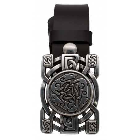 Ceinture Marron Foncé classique 4 cm loups celtiques 30