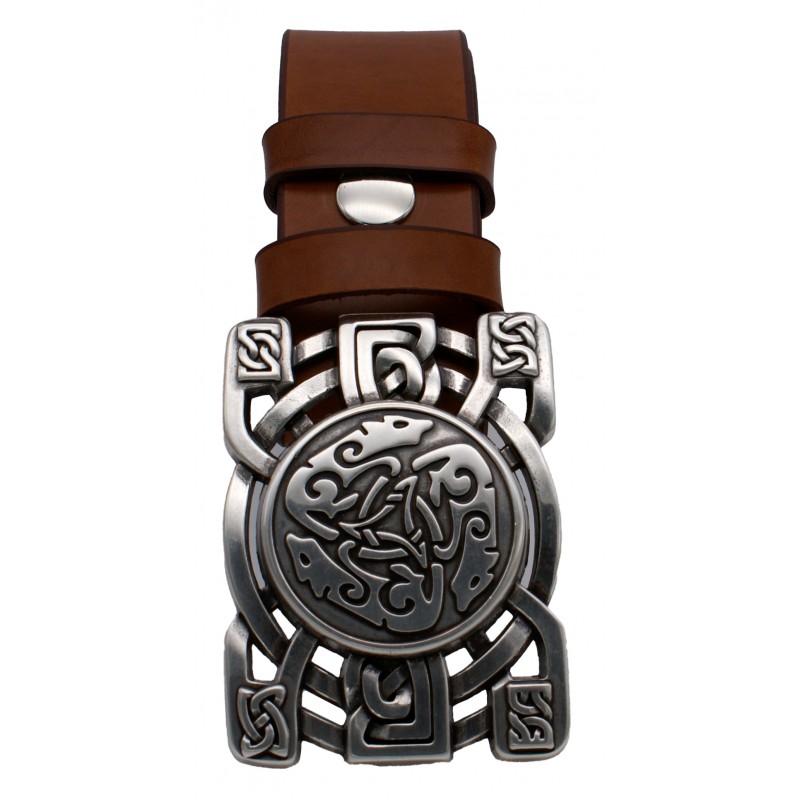 Ceinture Camel classique 4 cm Plaque Triskel...