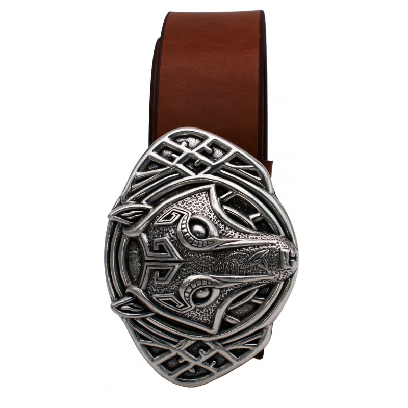 Ceinture Camel classique 4 cm Plaque Loup 37