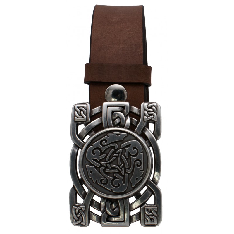 Ceinture Gris Vieilli classique 4 cm Plaque...