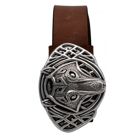 Ceinture Gris Vieilli classique 4 cm Plaque Loup 37