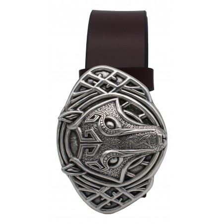 Ceinture Bordeaux 4 cm Plaque loup 37