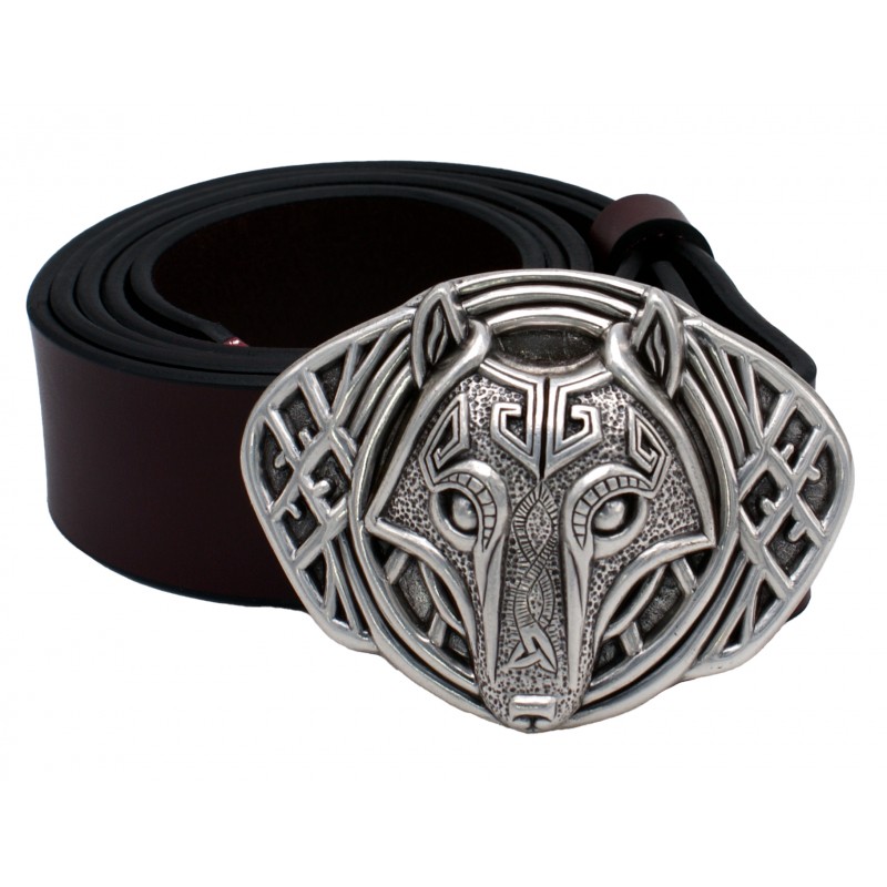 Ceinture Bordeaux 4 cm Plaque loup 37