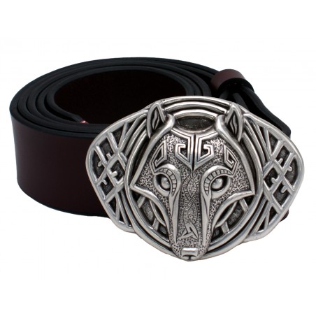 Ceinture Bordeaux 4 cm Plaque loup 37