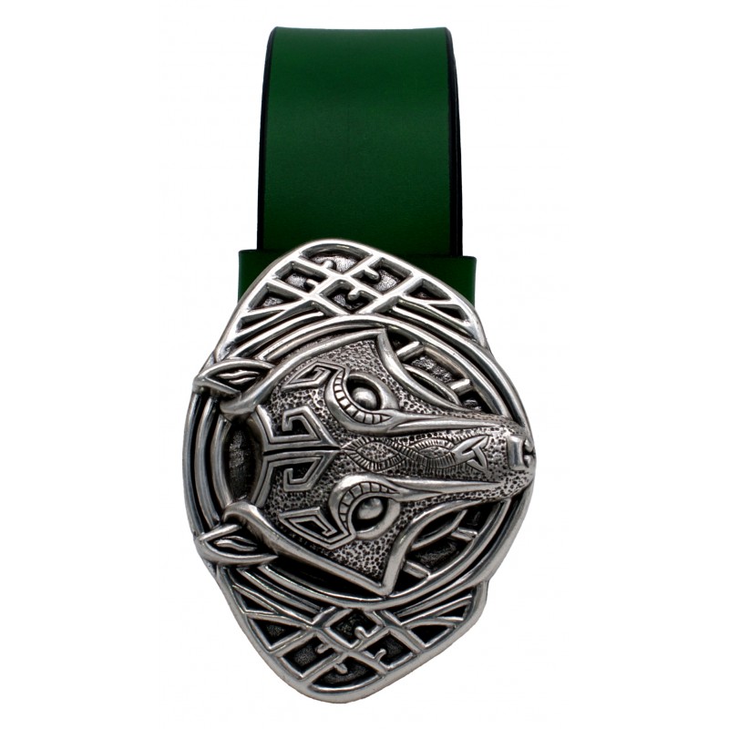 Ceinture en cuir Vert Forêt 4 cm boucle Loup...