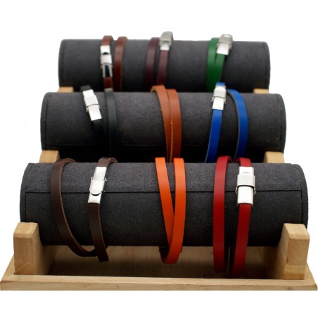 Bracelets cuir 5 mm fermoir en acier inoxydable