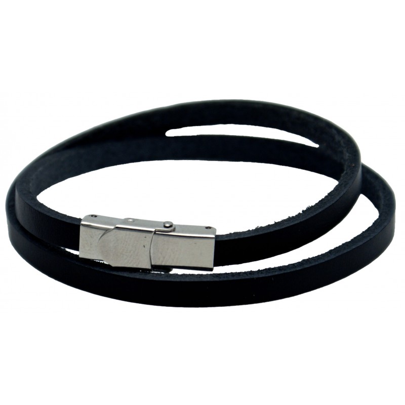 Bracelets cuir 5 mm fermoir en acier inoxydable