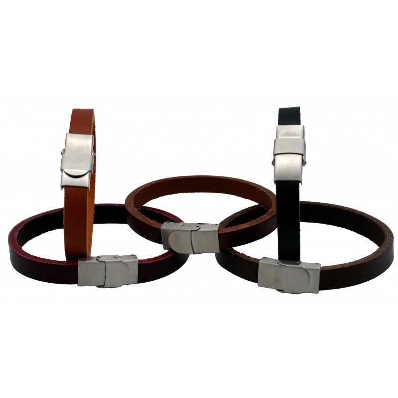 Bracelets en cuir 10 mm fermoir acier inoxydable