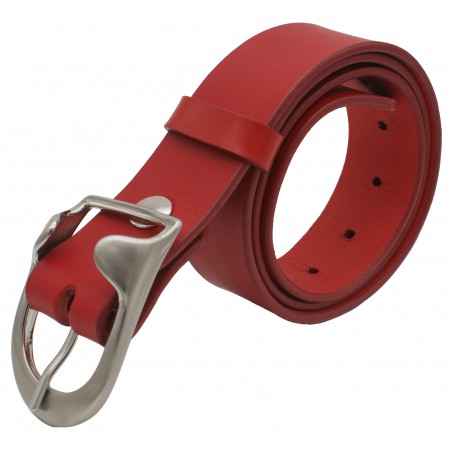 Ceinture en cuir Rouge 4 cm boucle 14