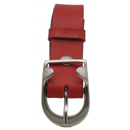 Ceinture en cuir Rouge 4 cm boucle 14