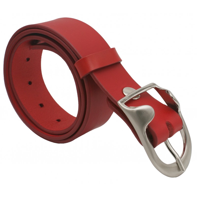 Ceinture en cuir Rouge 4 cm boucle 14
