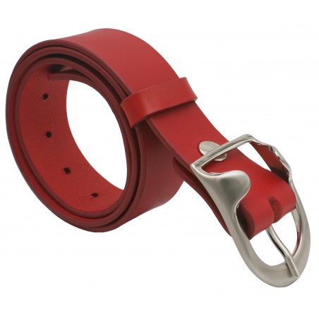 Ceinture en cuir Rouge 4 cm boucle 14