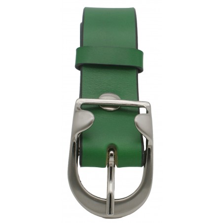 Ceinture en cuir Vert Forêt 4 cm boucle 14