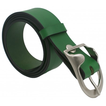 Ceinture en cuir Vert Forêt 4 cm boucle 14