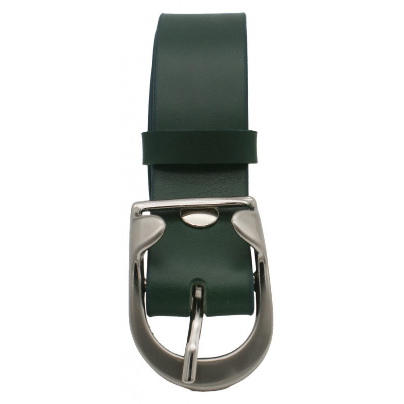 Ceinture artisanale en cuir Vert olive 4 cm...