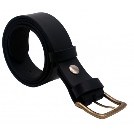 Ceinture noire classique 4 cm boucle laiton massif 53