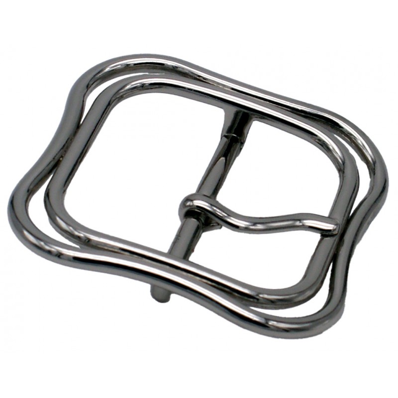 Boucle de ceinture double argenté 4 cm modèle 52