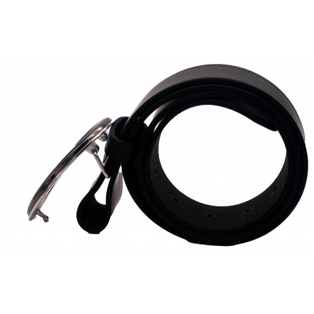 Ceinture noire classique 4 cm Boucle double anneau 51