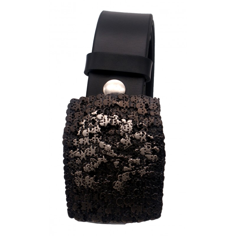 Ceinture noire classique 4 cm Boucle tête de...