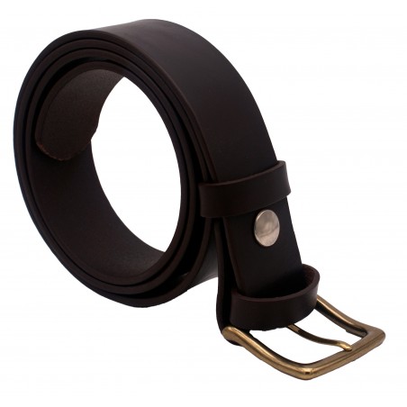 Ceinture Marron foncé 4 cm boucle laiton 53