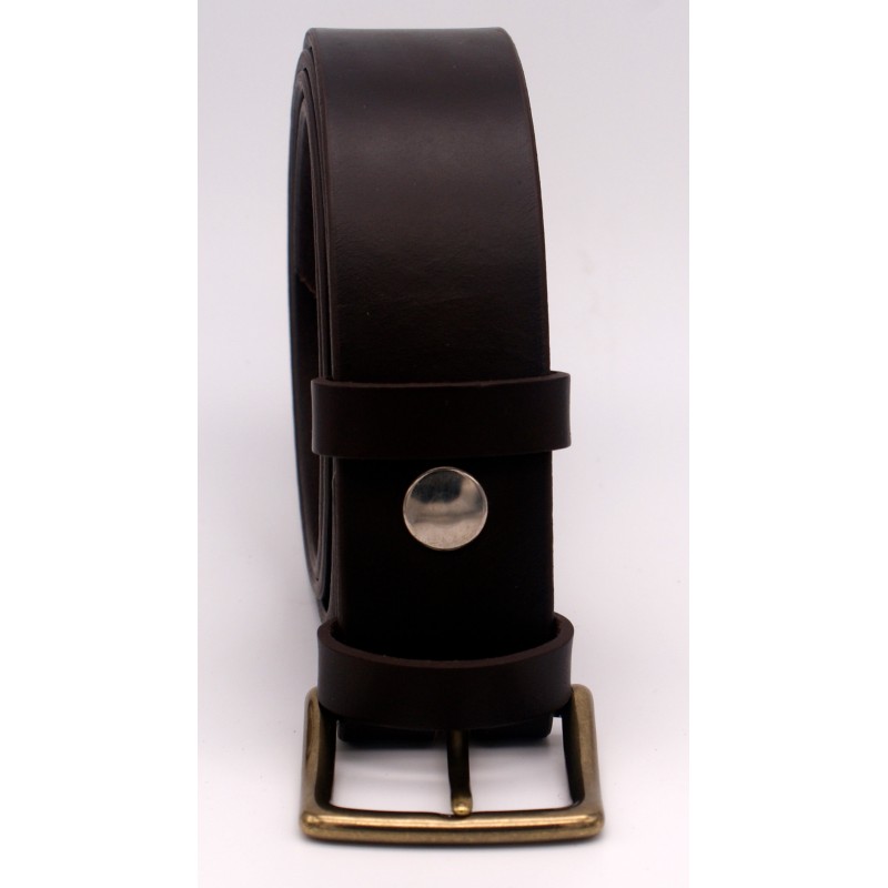 Ceinture Marron foncé 4 cm boucle laiton 53