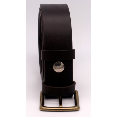 Ceinture Marron foncé 4 cm boucle laiton 53