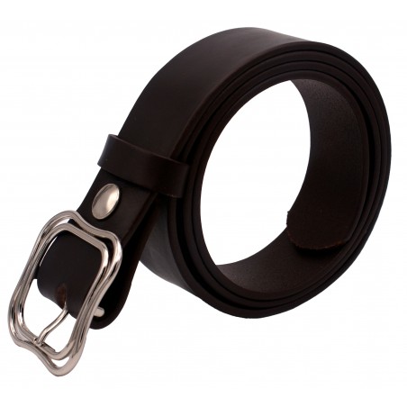 Ceinture Marron foncé 4 cm boucle Double 52
