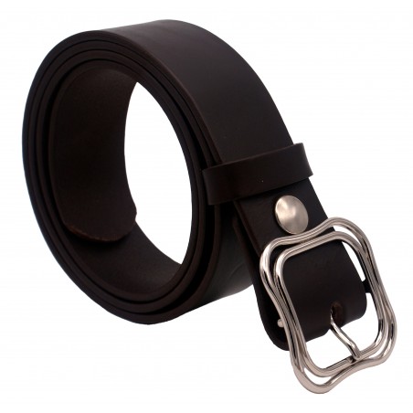 Ceinture Marron foncé 4 cm boucle Double 52
