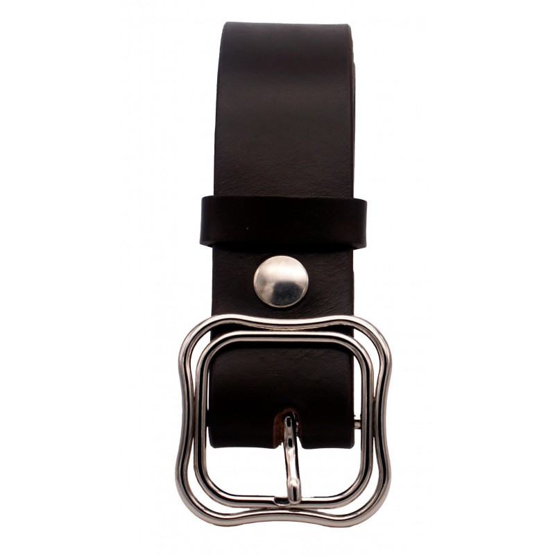 Ceinture Marron foncé 4 cm boucle Double 52